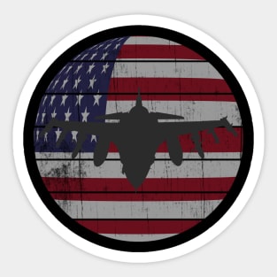 Retro Fighter Jet USA Flag Patriot Plane Sticker